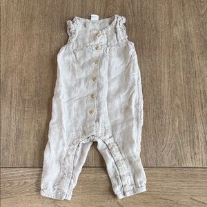 H&M Ruffled Snap and Button Linen Romper Size 9 Months